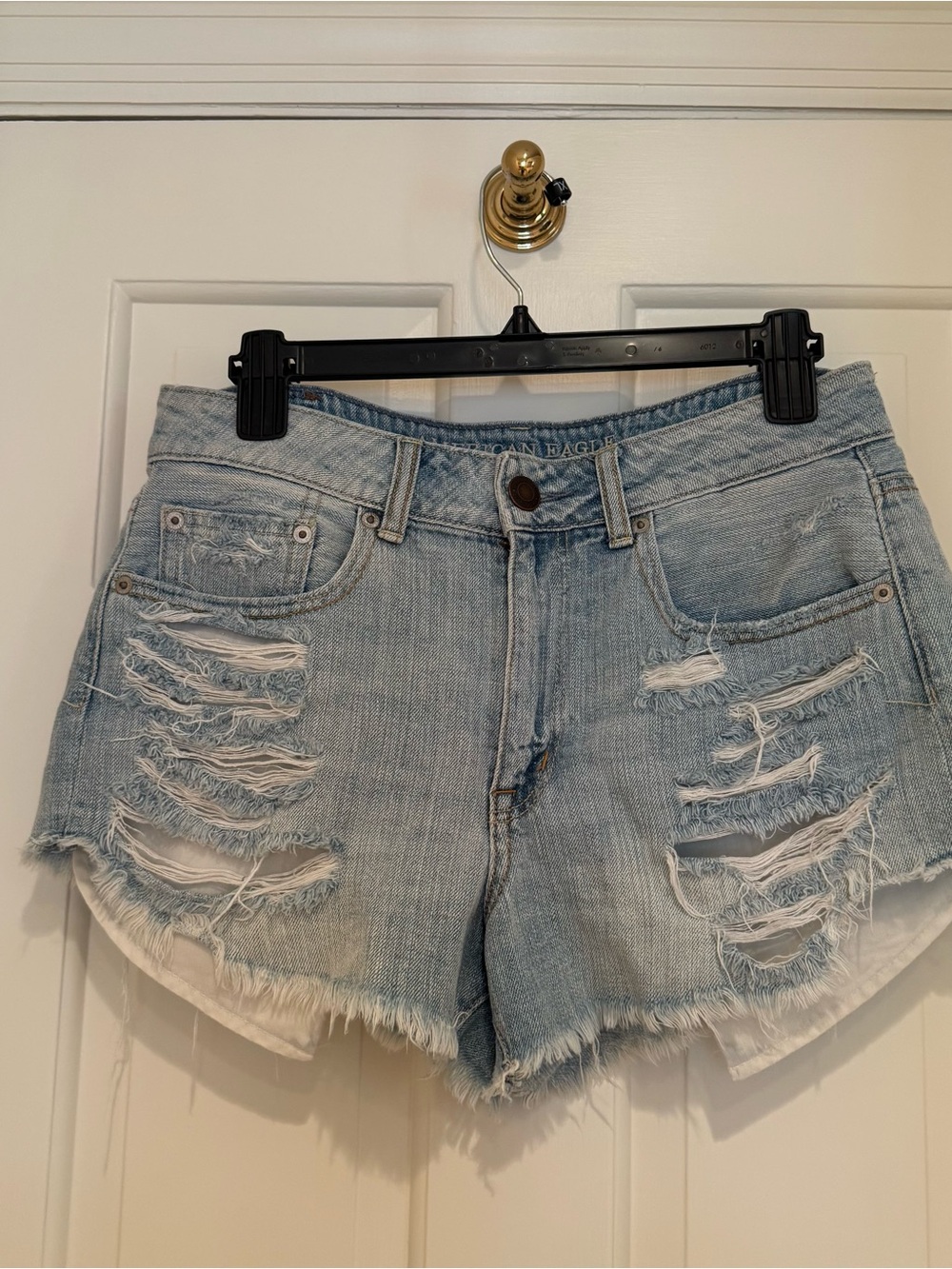 American Eagle Outfitters Light Blue Ripped Denim Shorts